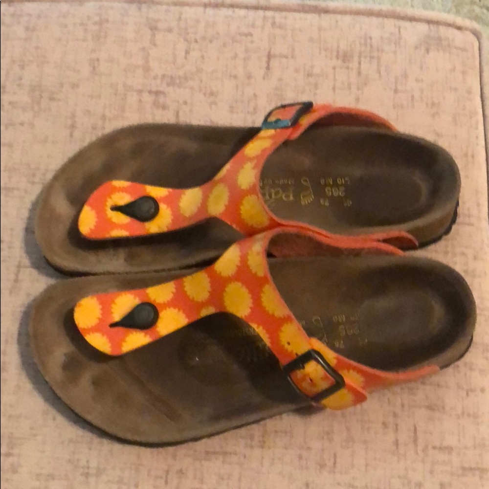 Birkenstock Papillio Orange& yellow flowers size10